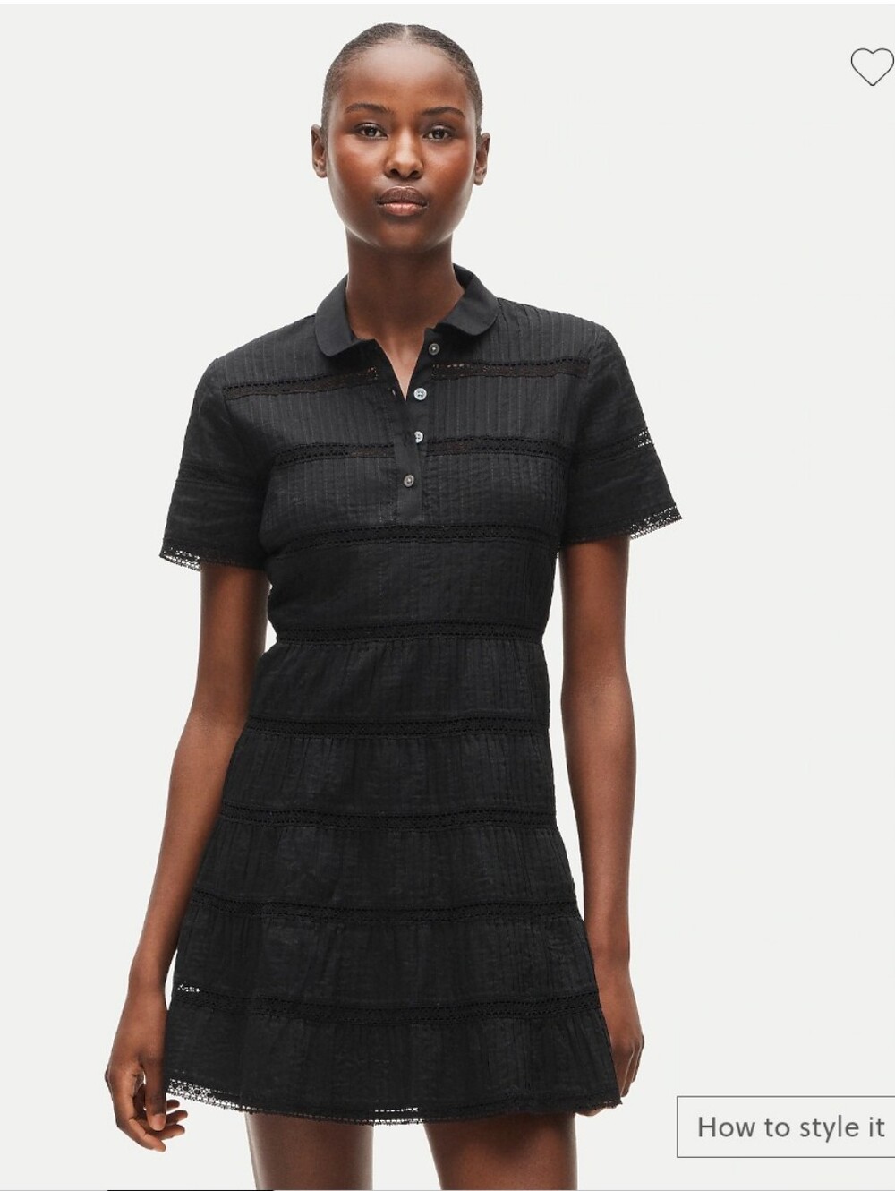 J Crew Tall tiered shirt-dress in cotton voile CV636 Size 12 Tall Black